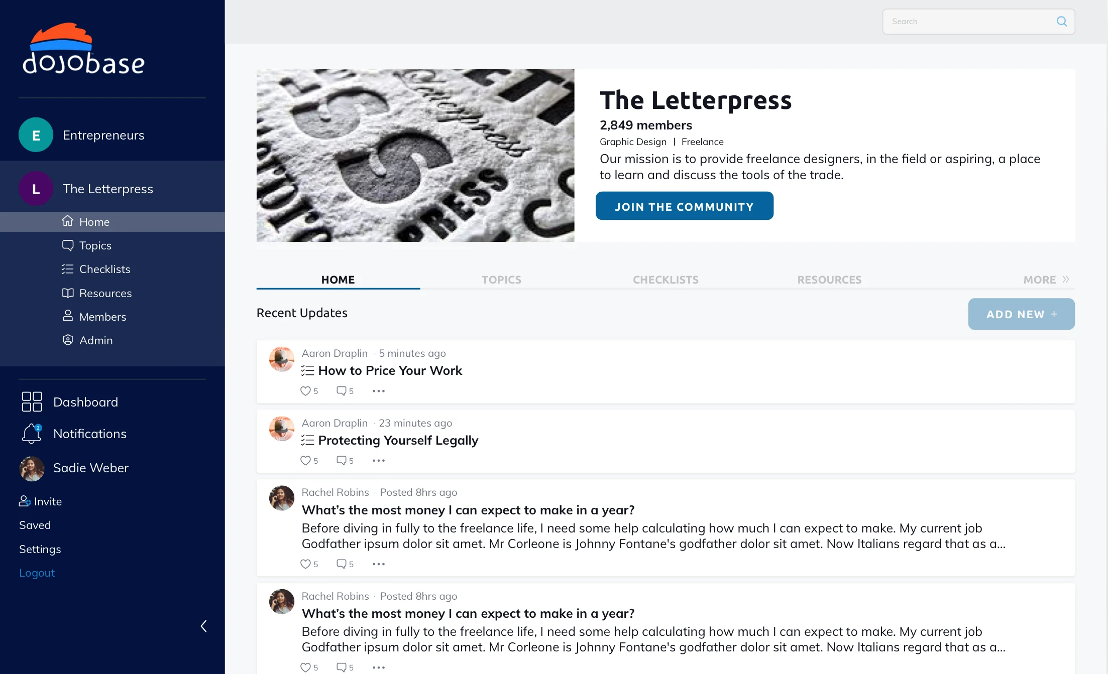 Dojobase website screenshot